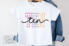 Ten Birthday Girl SVG - 10th Birthday Girl Varsity Font PNG Product Image 2