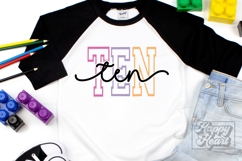 Ten Birthday Girl SVG - 10th Birthday Girl Varsity Font PNG Product Image 3
