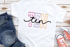 Ten Birthday Girl SVG - 10th Birthday Girl Varsity Font PNG Product Image 4