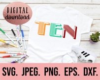 10th Birthday SVG - Tenth Birthday Vintage Ten Retro Clipart Product Image 2