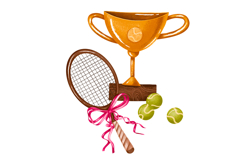 Hand Drawn Tennis Clipart Set with Rackets, Trophy and Sport Product Image 9