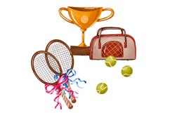 Hand Drawn Tennis Clipart Set with Rackets, Trophy and Sport Product Image 3