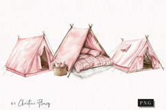 Watercolor Pink Camping Tent | Camping PNG Product Image 1