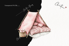 Watercolor Pink Camping Tent | Camping PNG Product Image 2