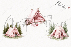 Watercolor Pink Camping Tent | Camping PNG Product Image 3