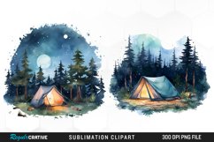 Watercolor Night Tents Design Clipart Product Image 1