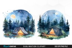 Watercolor Night Tents Design Clipart Product Image 1
