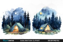Watercolor Night Tents Design Clipart Product Image 1