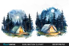 Watercolor Night Tents Design Clipart Product Image 1