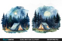 Watercolor Night Tents Design Clipart Product Image 1