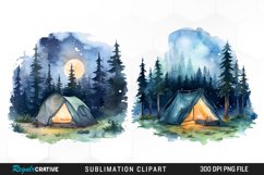 Watercolor Night Tents Design Clipart Product Image 1