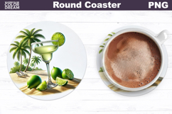 Tropical Margarita Beach Coaster | Summer Drink Sublimation Product Image 1
