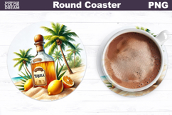 Tequila Bottle Beach Coaster | Tropical Drink Sublimation Product Image 1