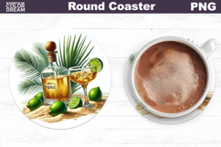 Tequila Margarita Lime Coaster | Tropical Drink Sublimation Product Image 1