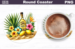 Tequila Tropical Flower Coaster | Beach Drink Sublimation Product Image 1