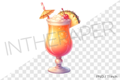 Classic Tequila Sunrise cocktail with pineapple PNG Clipart Product Image 1
