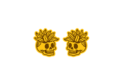 Terracotta Skull Leaves Earrings, Studs Laser Cut SVG Design Product Image 2