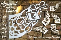 Papercut Peeking Chicken - Easy to Cut Farm Decoration SVG Product Image 1