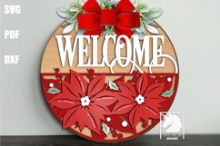 Christmas Poinsettia Welcome Sign SVG | Christmas Sign SVG Product Image 1