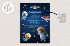 Kids Birthday Invitation - Animals in Space - PSD Template Product Image 2