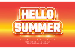 Hello Summer Text in Bold White and Orange with 3D Effect Product Image 1