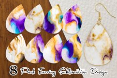 Earring teardrop sublimation Watercolor ink and gold liquid Product Image 1