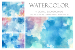 Blue watercolor backgrounds. Printable digital texture paper Product Image 1