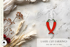 Red Chilly Earrings Laser Cut | Spicy Earrings SVG Product Image 4