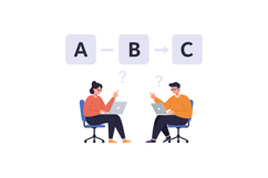 Two individuals solving a puzzle with letters A, B, and C di Product Image 1