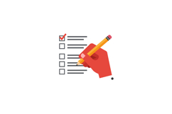 Hand holding pencil marking checklist with completed items o Product Image 1