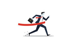 Businessman running to break through finish line ribbon with Product Image 1