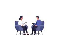 Two people sitting in chairs engaging with laptops in a mode Product Image 1