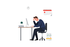 Man sitting at desk feeling stressed while working on comput Product Image 1