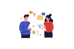 Two people discussing ideas with questions and notes in a cr Product Image 1