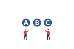 Two men interacting with letters in a minimalistic illustrat Product Image 1