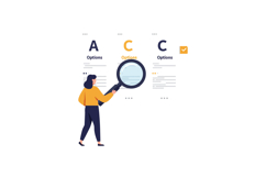 Person analyzing options with a magnifying glass in a digita Product Image 1