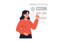 Woman interacting with digital interface while pointing at s Product Image 1