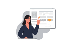 Woman interacting with digital interface while pointing at s Product Image 1