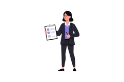 Businesswoman presenting a clipboard while standing confiden Product Image 1