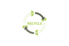 Eco-friendly recycling logo featuring green leaves and circu Product Image 1