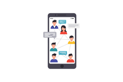 Digital communication illustration showing diverse people ch Product Image 1