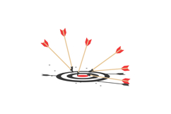 Arrows missing the center of a target in a colorful illustra Product Image 1