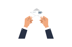 Two hands holding an envelope ready to be opened or examined Product Image 1