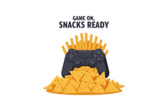 Gaming controller with fries and nachos snack vector illustr Product Image 1