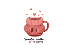 Cozy sweater wrapped coffee mug with hearts steam vector ill Product Image 1