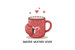 Sweater Weather Lover Cozy Warm Mug with Heart and Knitted S Product Image 1