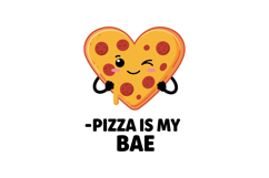 Heart shaped pizza cartoon character with pepperoni ideal fo Product Image 1