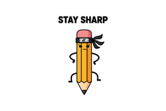 Sharp pencil character with headband and motivational stay s Product Image 1