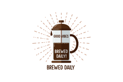 French Press Coffee Illustration with Good Vibes and Brewed Product Image 1