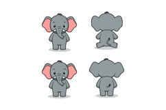 Cute baby elephant front and back view vector illustration f Product Image 1